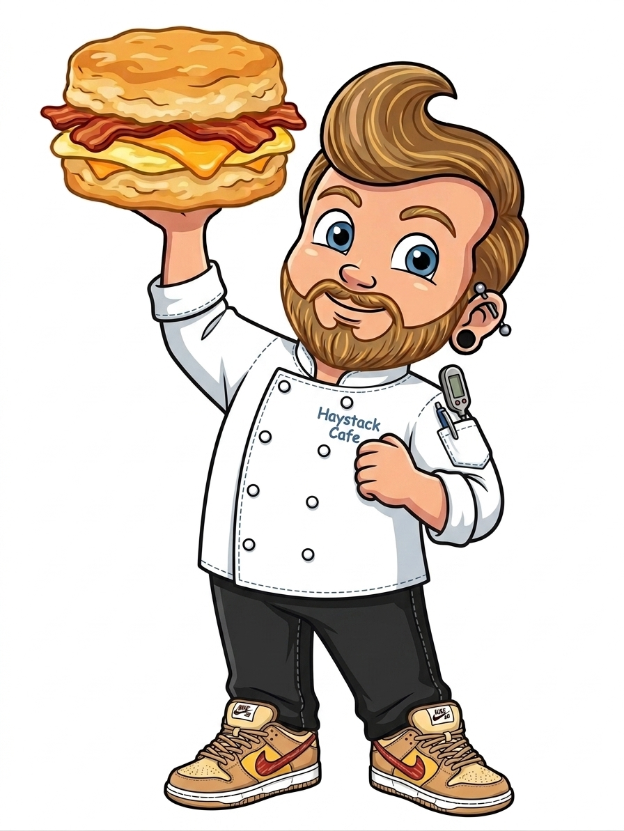 Burger Chef serving a large meal at Haystack Cafe