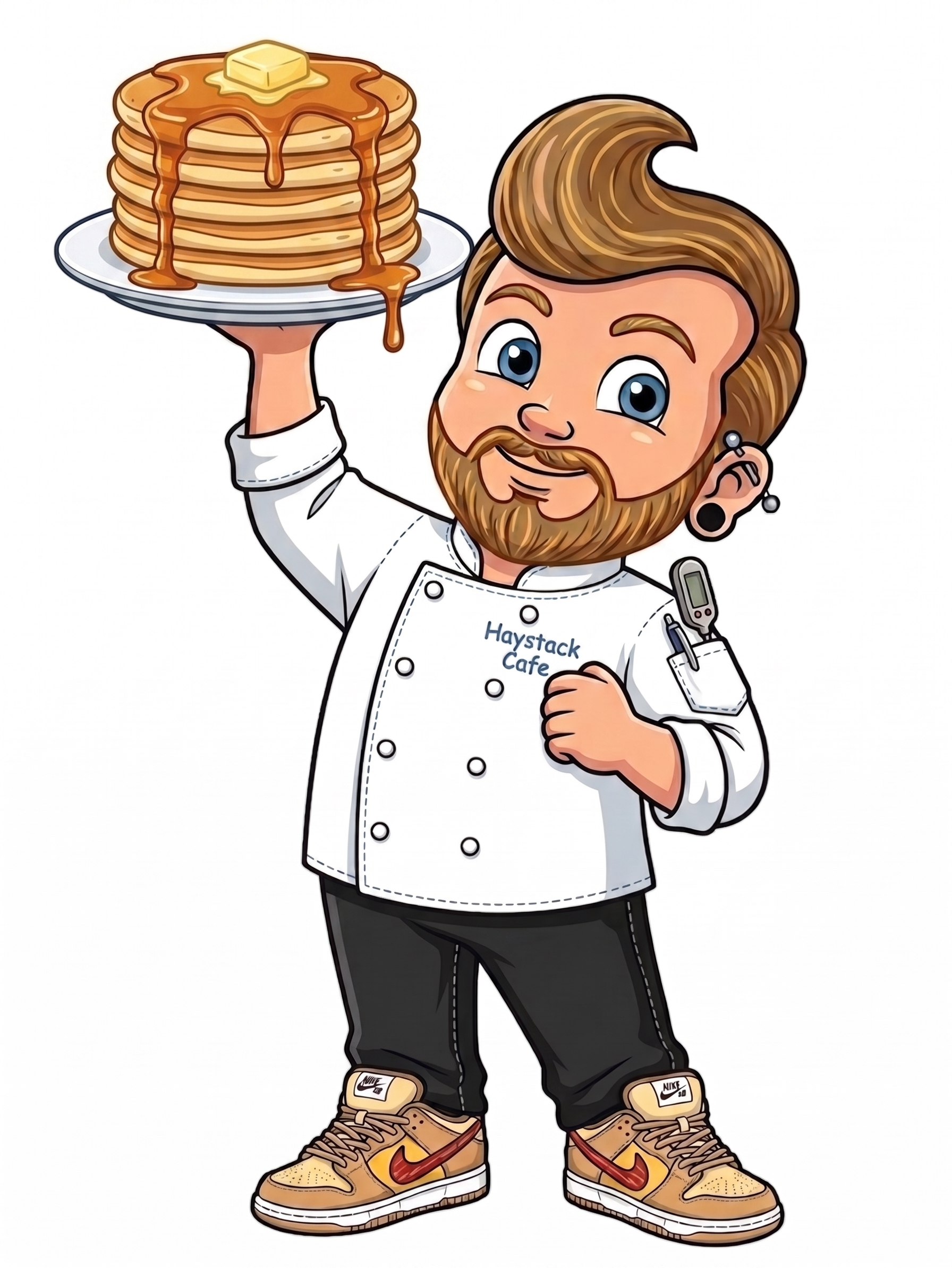 Pancake Chef serving breakfast at Haystack Cafe